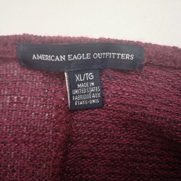 American Eagle Outfitters Ladies Size XL Burgundy Lightweight Open Cardigan - Picture 3 of 11